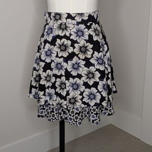 Kate Spade New York Size 0 Silk Tangier Floral Double Layer Skirt Cobalt Blue